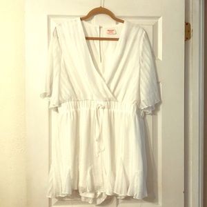 Showpo white v-neck romper with elastic waist